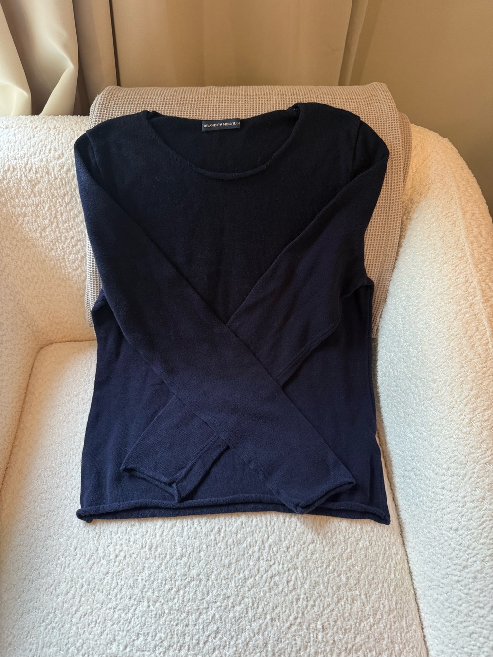 Brandy Melville Navy Long-Sleeve Crew Top